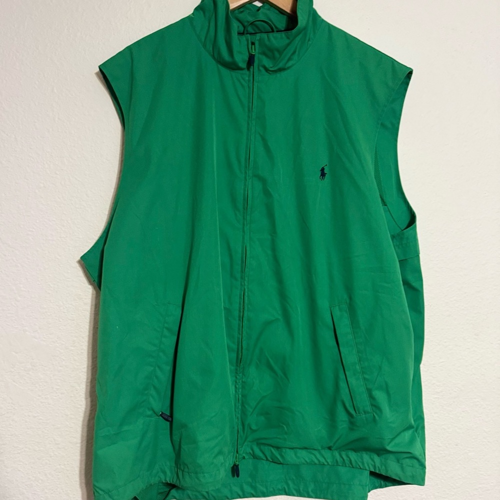 POLO GOLF VINTAGE Nylon Vest/Zip-up Vest Green, Size XXL EUC